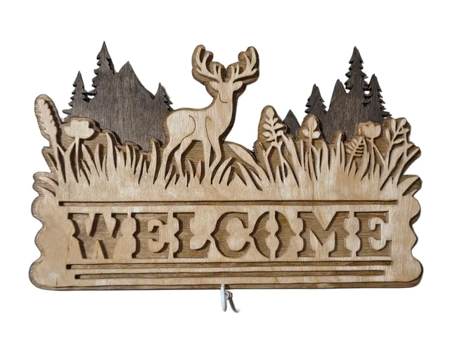 Welcome sign w/deer