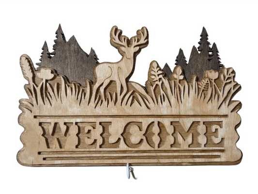 Welcome sign w/deer